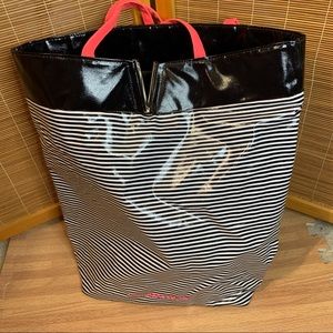 Victoria's Secret Angel GOLD V Striped Vinyl Tote